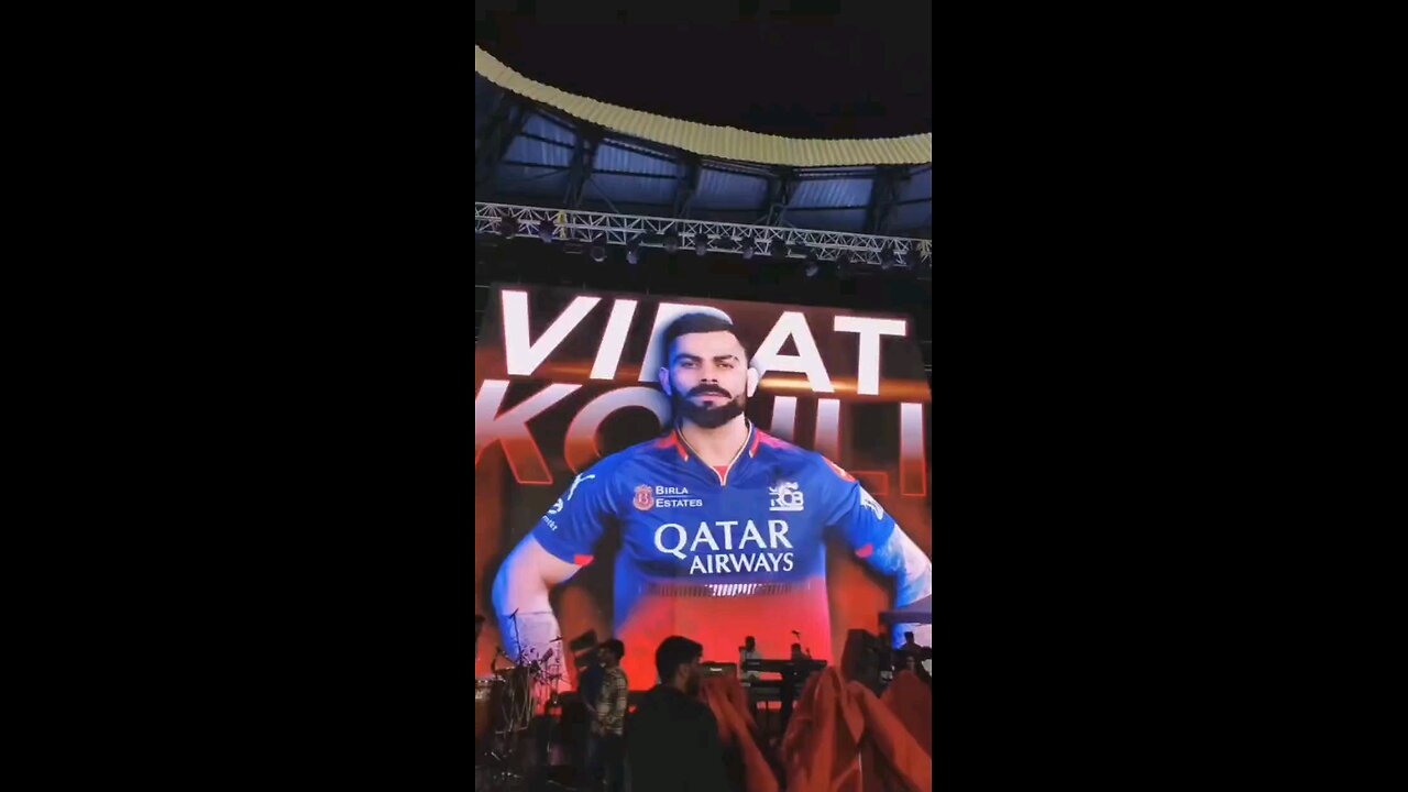 A Huge poster of Virat Kohli at Chinnaswamy Stadium ahead of RCB Unbox Event ❤️🔥
