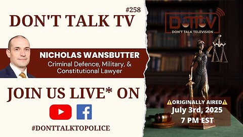 ⚖️DTTV 258⚖️| Live* Q&A with Canadian Criminal Defence, Human Rights, & Constitutional Lawyer…