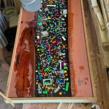 🛠️ Final Layer & Resin Pouring on the LEGO Coffee Table | DIY Masterpiece