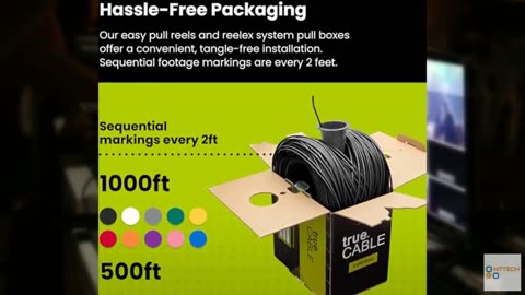 trueCABLE Cat6 Riser (CMR), 1000ft, Black, 23AWG 4 Pair Solid Bare Copper, 550MH