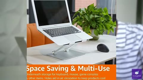 Amazon Basics Sturdy and Portable Ergonomic Laptop Stand for Desk, Adjustable Ri