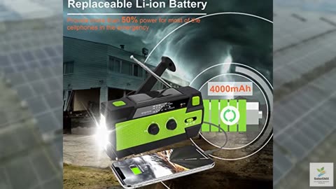 Emergency Crank Weather Radio, 4000mAh Solar Hand Crank Portable AM/FM/NOAA, wit