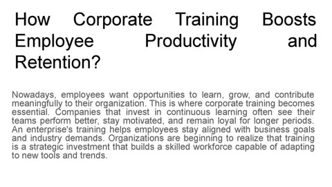 How Corporate Training Boosts Employee Productivity and Retention