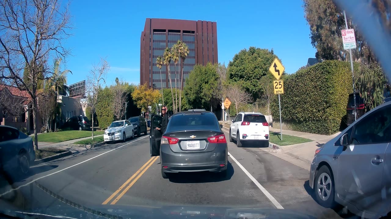 Woman Throws Drink On Car Behind Her