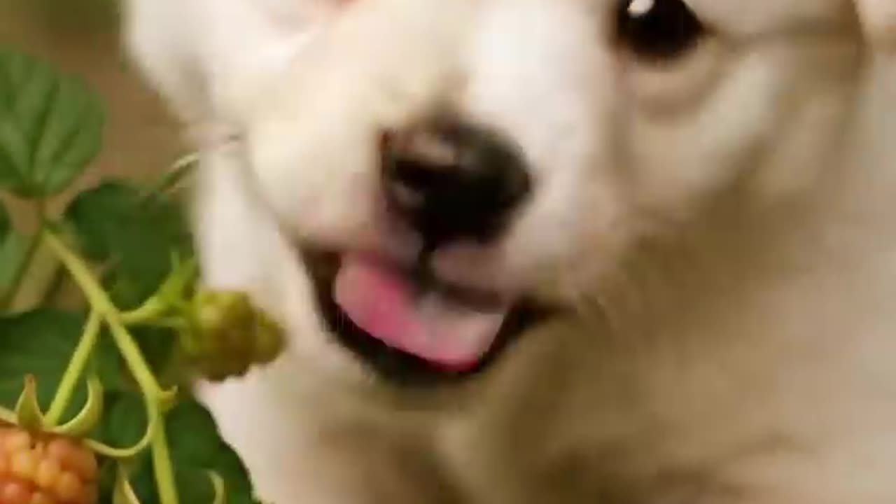Puppy Eats Raspberry& BECOMES One