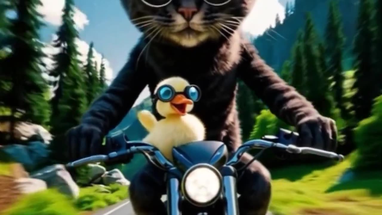 "Cat on a Motorbike with a Duck?! 😂 | Viral Animal Duo"