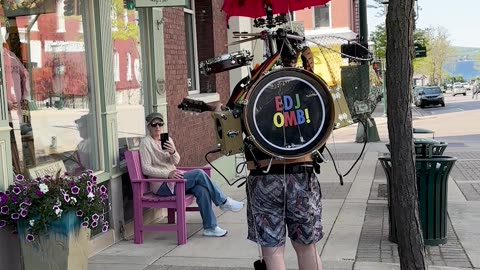 One Man Band Marches Through Petoskey, Michigan