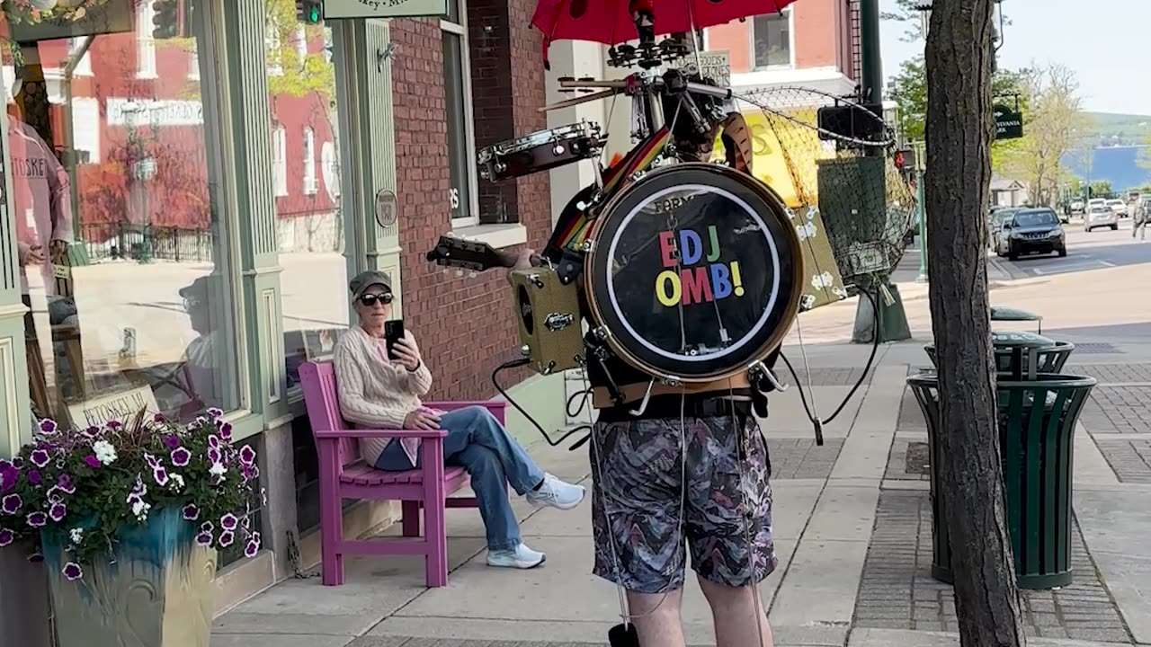 One Man Band Marches Through Petoskey, Michigan