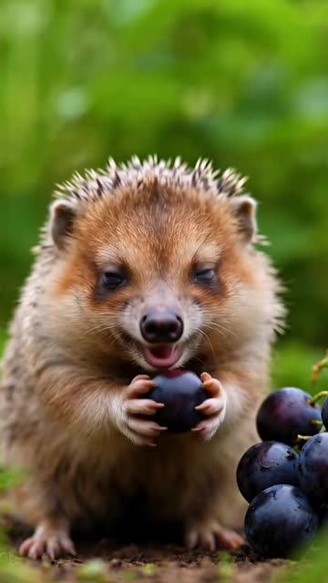 Hedgehog Eating Grapes