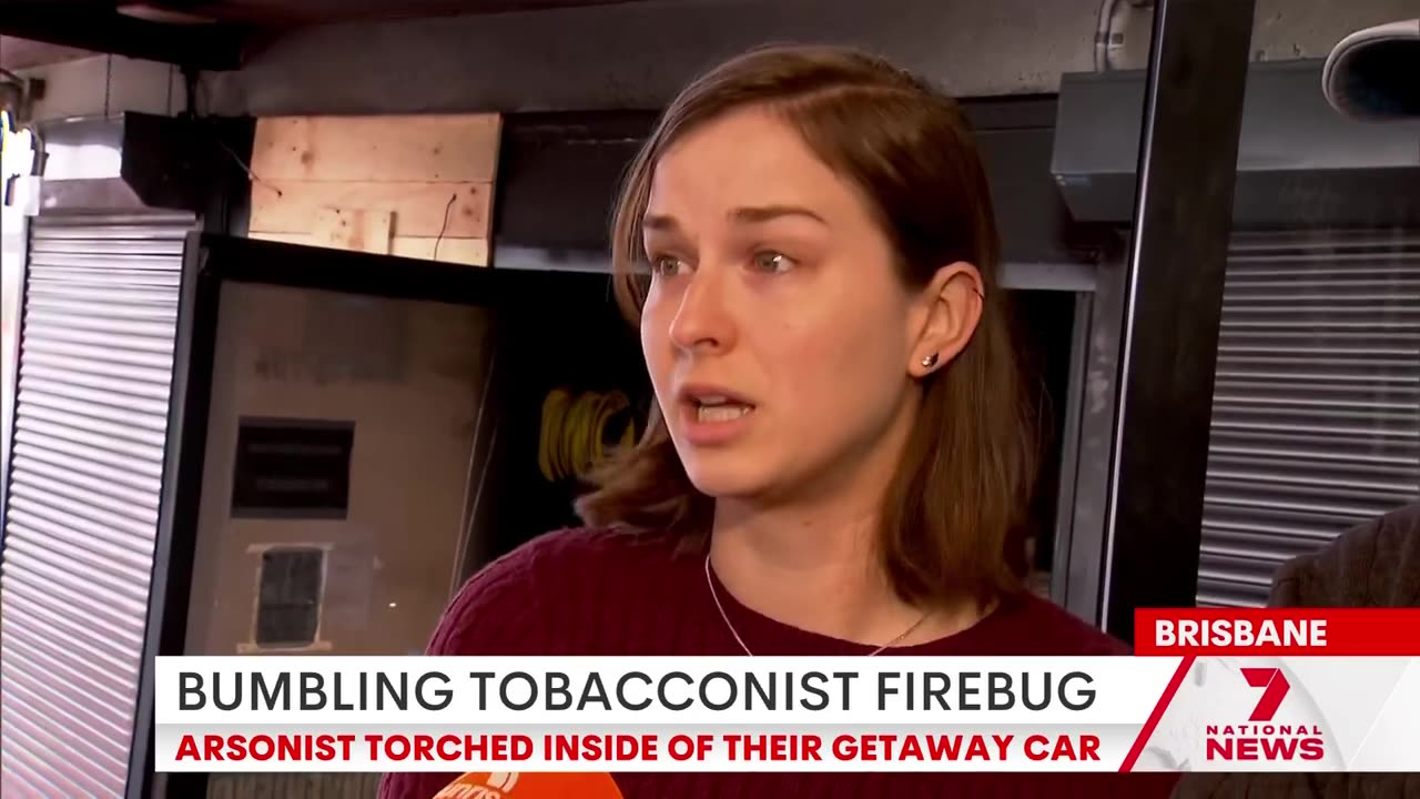 Bumbling arsonist flees burning car after attack - 7NEWS Australia