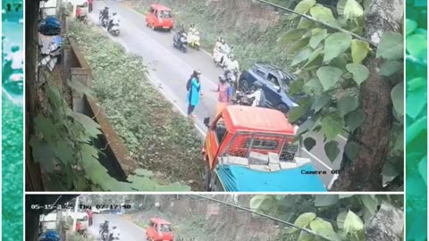 🚨 Kozhikode: Woman narrowly escapes lorry accident — Miraculous survival caught on CCTV