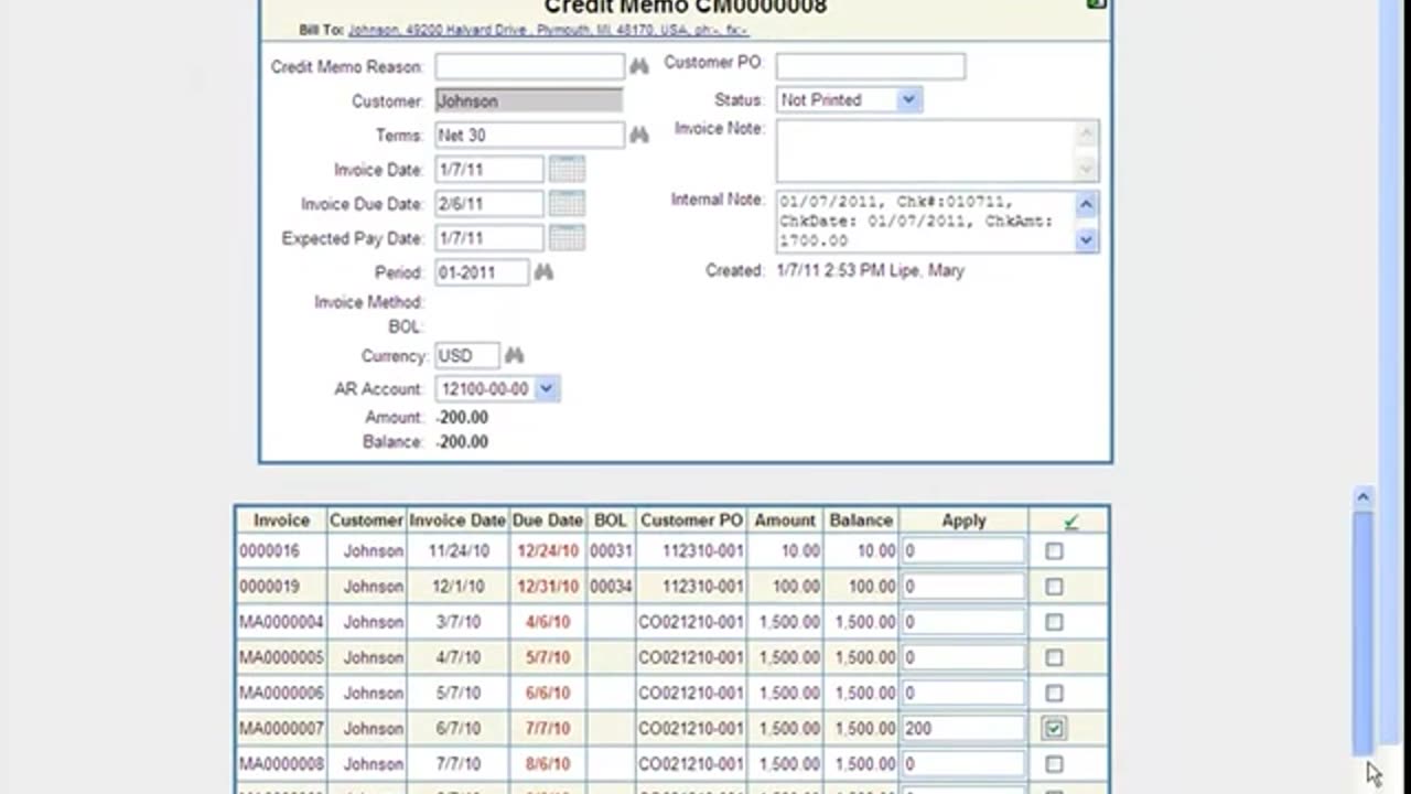 ACCT101 - Plex Manufacturing Cloud - Credit Memo C. 2016