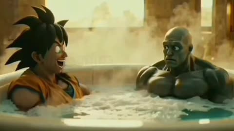 Jiren And Goku in bathtub ( with a surprised ending )