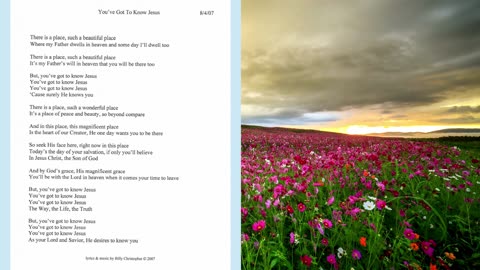 You've Got To Know Jesus, Lyrics from the Songs Of Passing Album