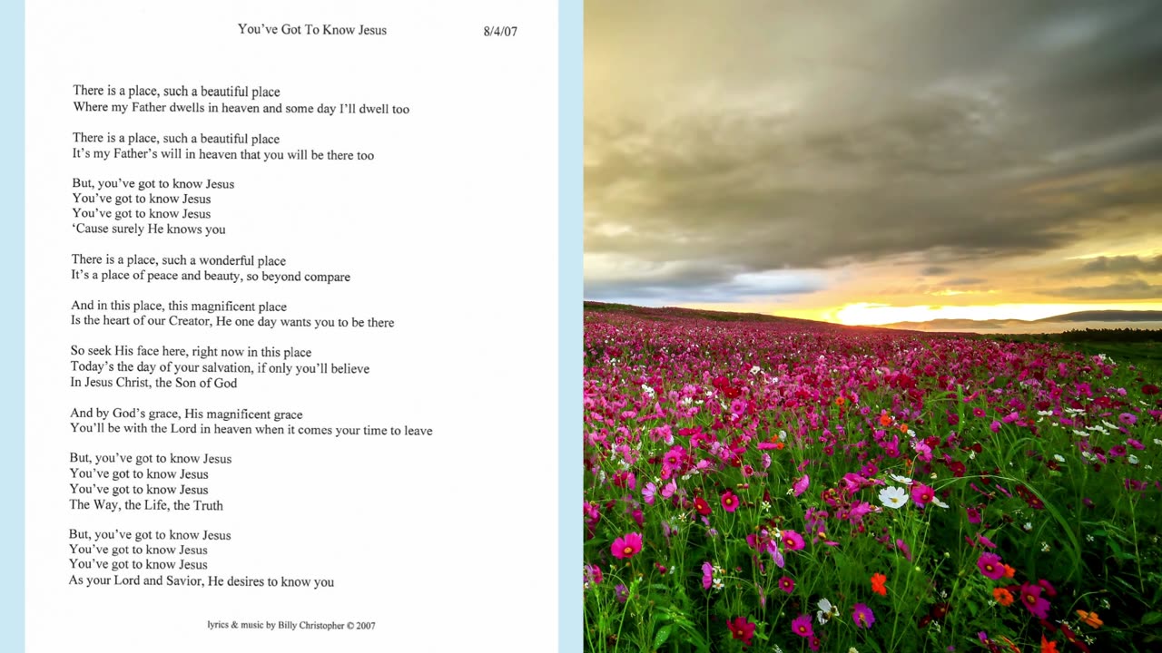 You've Got To Know Jesus, Lyrics from the Songs Of Passing Album