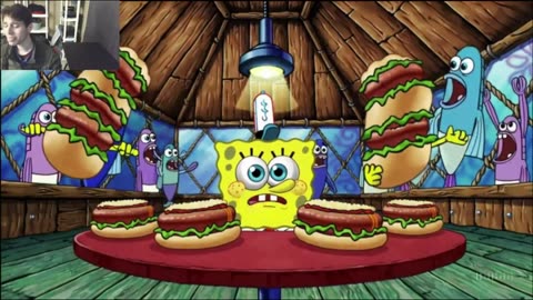 SpongeBob SquarePants Attempts Vegan Hot Dog Eating Challenge Fake Funny Parody 2D Animated Cartoon