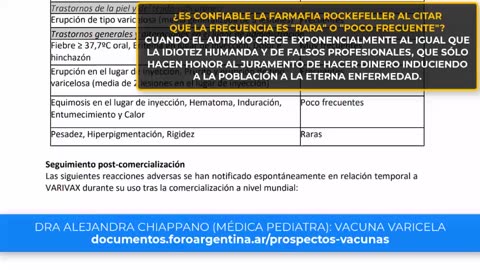 Dra. Alejandra Chiappano, efectos adversos de la vacuna de la varicela (Año 2024)