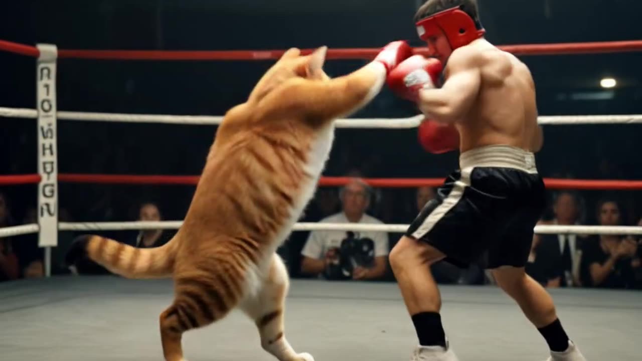 a giant cat vs human | boxing match