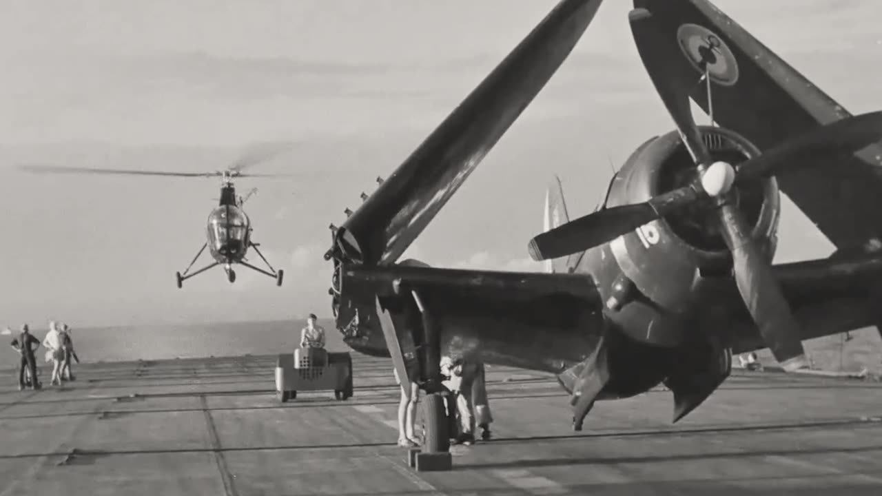 SB2C-5 Helldivers and F6F-5 Hellcats from French carrier Arromanches during the 1st Indochina War