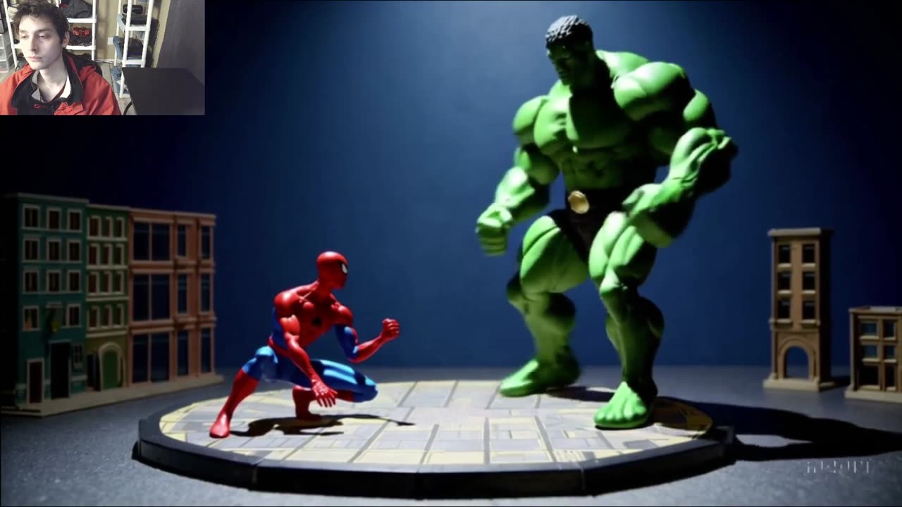Spider-Man Action Figure VS The Hulk Action Figure In A Battle Fake Stop Motion Video