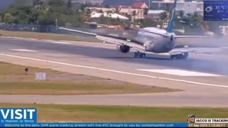 WestJet's Boeing 737-8 landing gear collapses during landing in St. Maarten