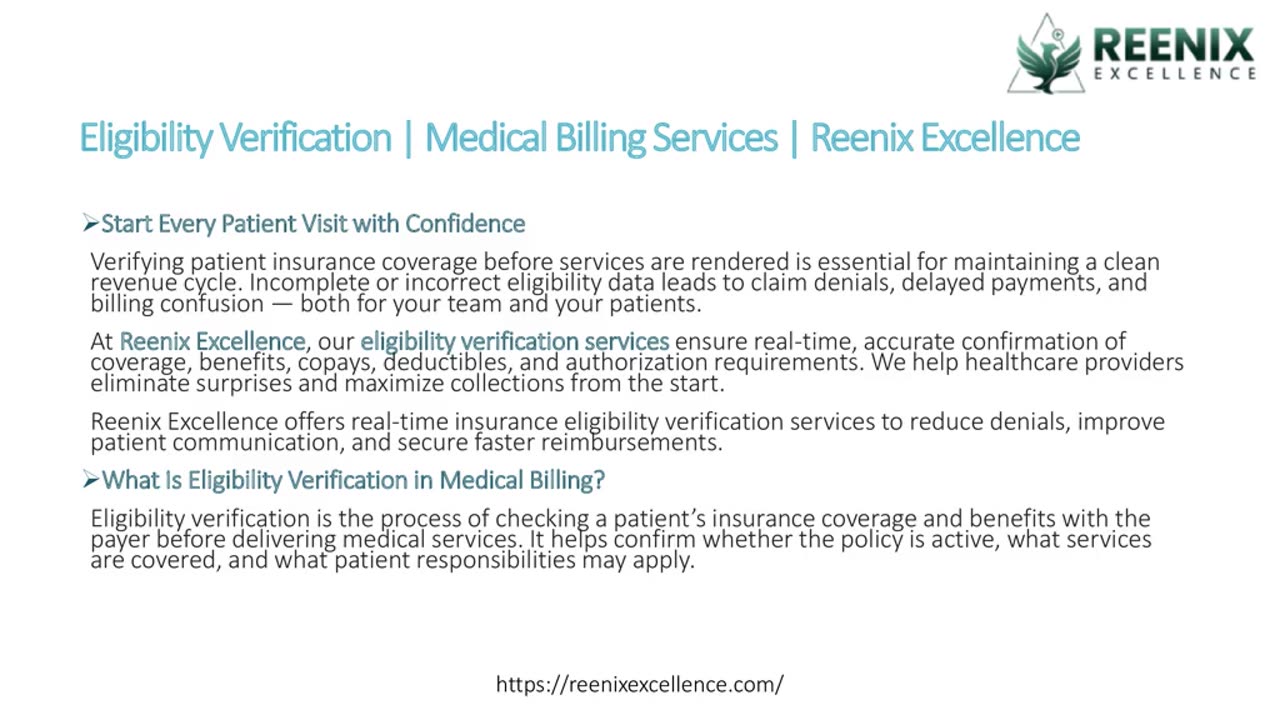 Eligibility Verification | Medical Billing Services | Reenix Excellence