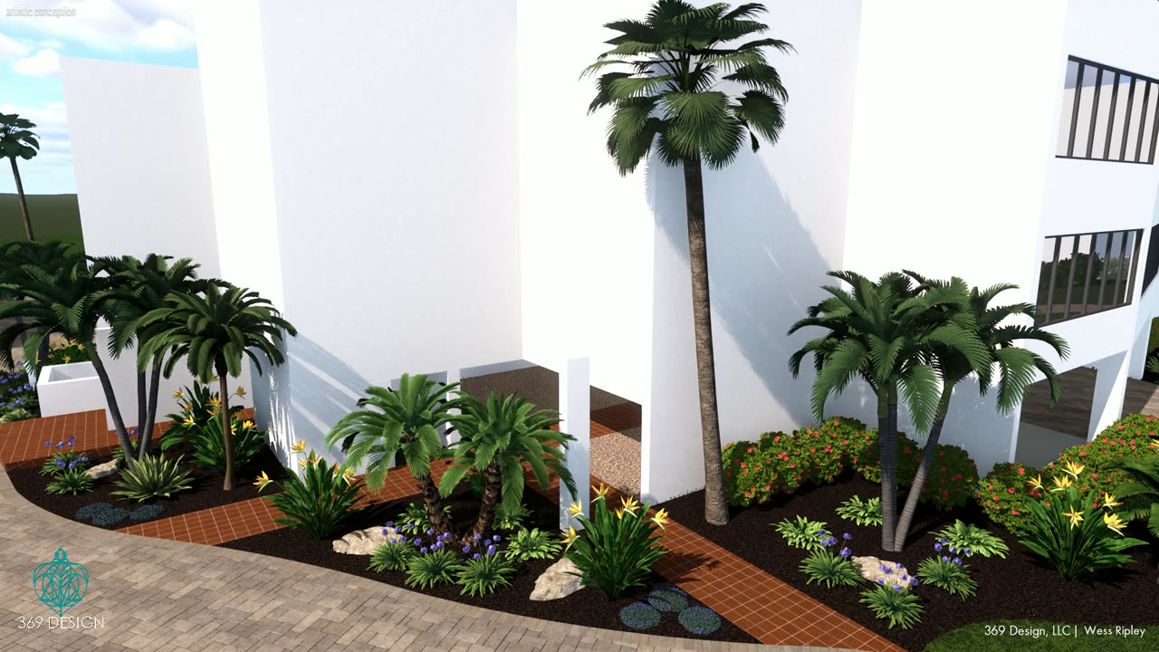 Initial Landscape Rendering - The Players Club Clubhouse & Bldgs B-C 04/24/25