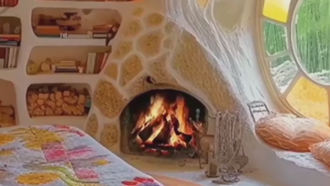 Whimsical Resort Room Tour, Fireplace, Stained Glass, Bohemian Bed.