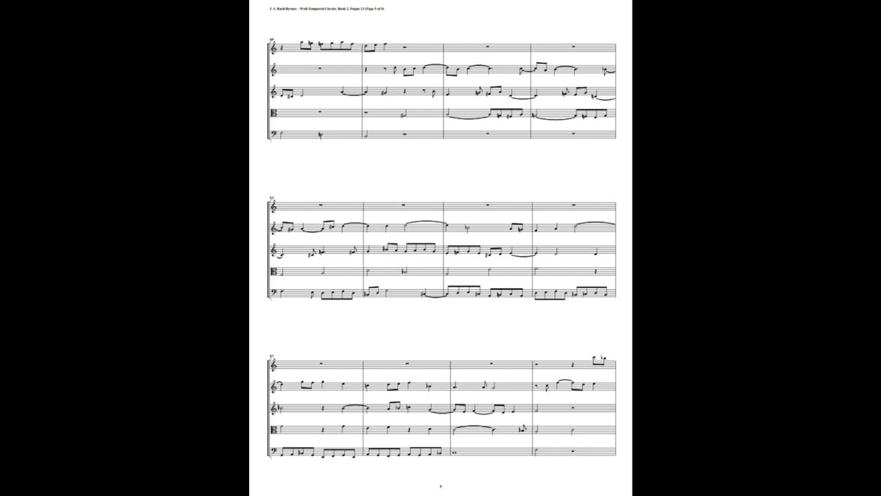 J.S. Bach - Well-Tempered Clavier: Part 2 - Fugue 23 (String Quintet)