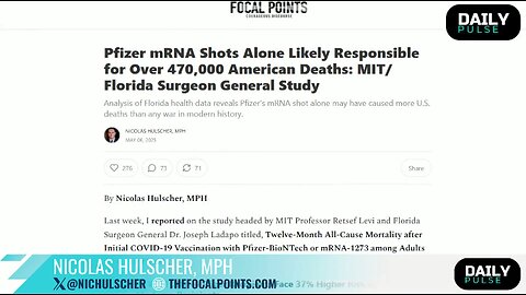 Pfizer Jab Being Blamed For Killing As Many People As WWI, WWII and the Vietnam War COMBINED