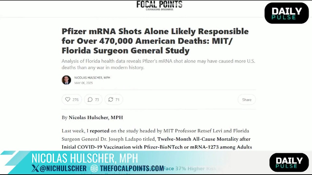 Pfizer Jab Being Blamed For Killing As Many People As WWI, WWII and the Vietnam War COMBINED