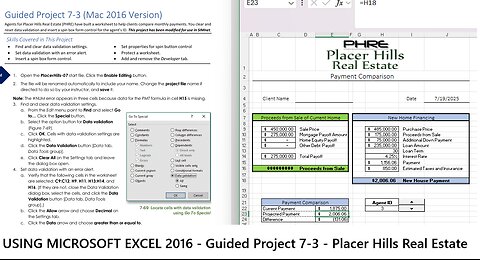 USING MICROSOFT EXCEL 2016 - Guided Project 7-3 - Placer Hills Real Estate (Update 2025)