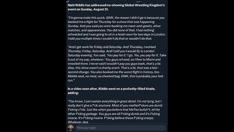 Matt Riddle’s Excuse Tour is PATHETIC! #shorts