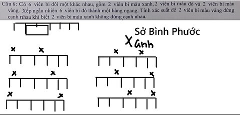 Sở Bình Phước: Có 6 viên bi đôi một khác nhau, gồm 2 viên bi màu xanh, 2 viên bi màu đỏ và 2 viên