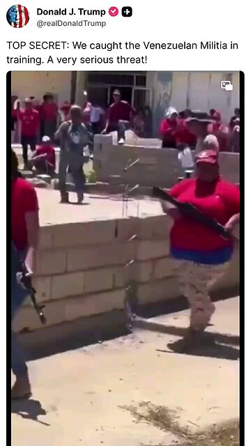 President Trump mocks the citizen training in Venezuela 👆 and tweets: Top secret!