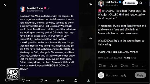 BREAKING: President Trump Says Tim Walz Called Him & Requested To "Work Together"