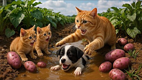 Mama Cat Trims Fur on the Farm and Makes Tiger Hat For Kittens At Home🐾🎩🐯