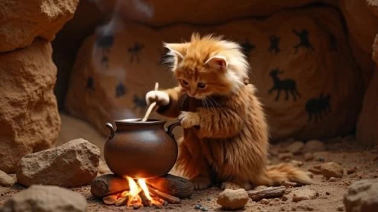 🐱🔥Cats in the Stone Age 🦬- Funny Cats Doing Human Things