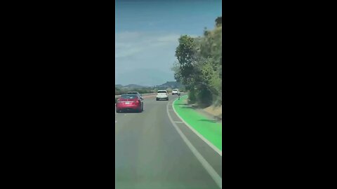A cyclist crashes into a parked police motorcycle in Carlsbad, California.