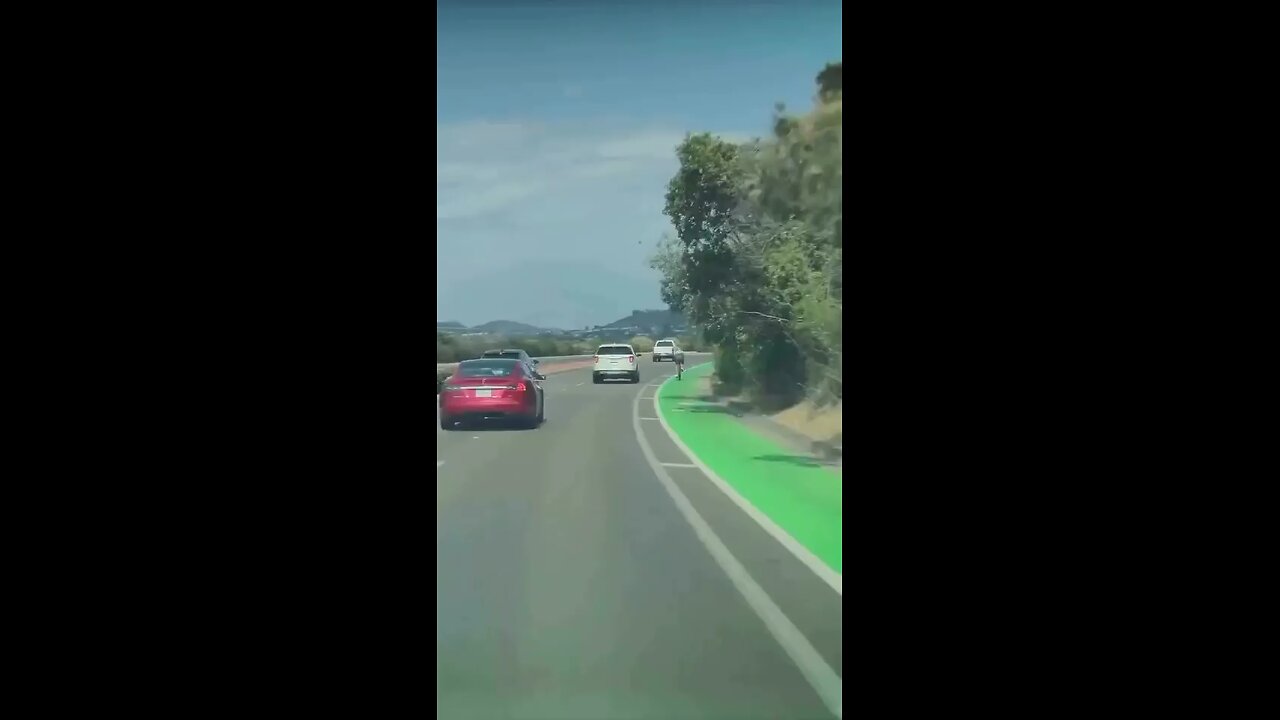 A cyclist crashes into a parked police motorcycle in Carlsbad, California.