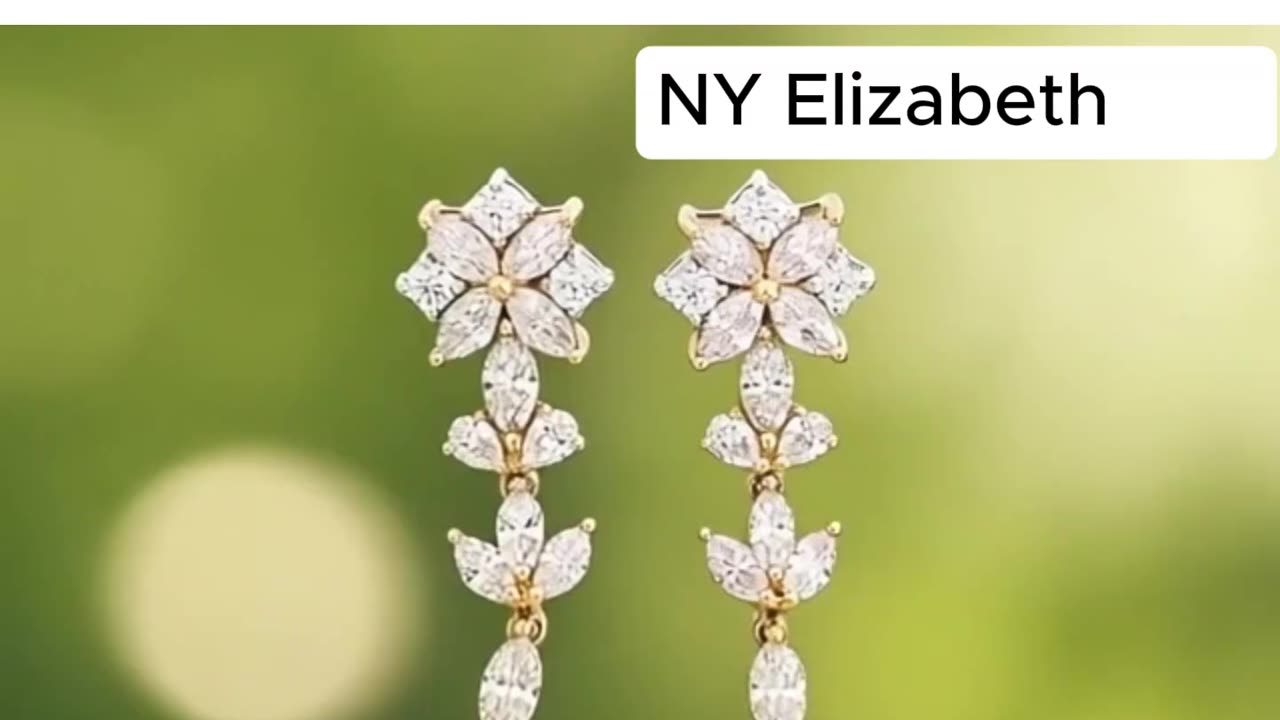 Cluster Light Pink & Yellow Diamond Dangle Drop Earrings