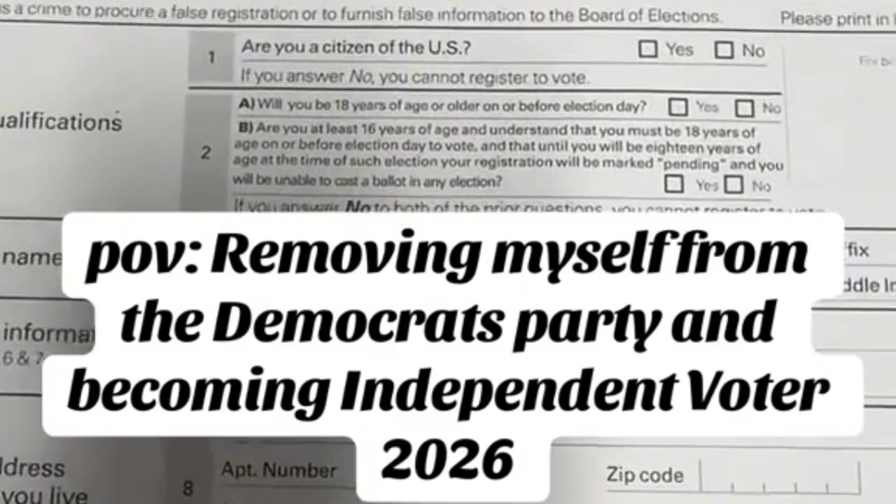 NYC Voter Leaves Democrats Behind and Goes Independent