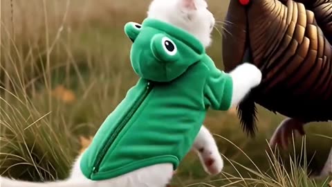 Cutest Thanksgiving Frog Kitty Ever 🍂🐸🐱✨#cat #cute #cats #frog