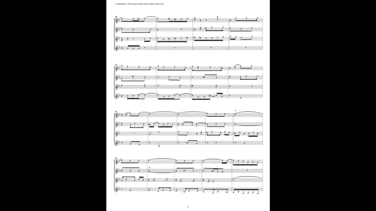 J.S. Bach - Well-Tempered Clavier: Part 2 - Fugue 15 (Clarinet Quartet)