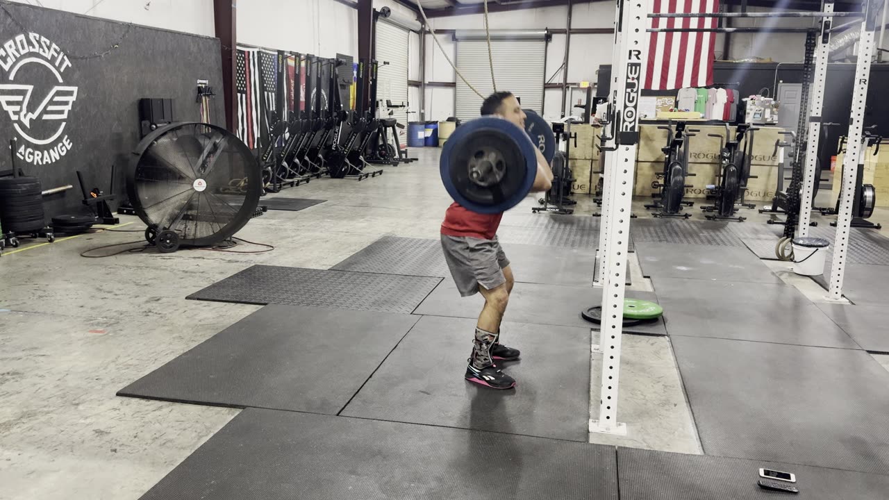 3x15 Front Squat @60%; AMRAP14 10Db Plank Drag Through, 5/5Db Hang Snatch, 100'Db Lunges 50lbs
