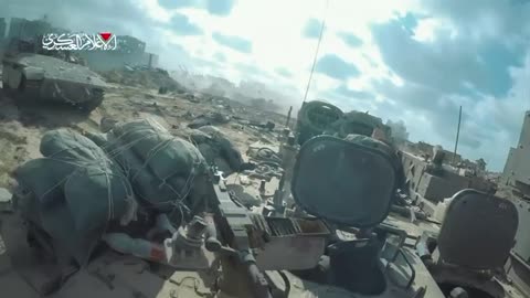 Qassam fighters destroy a Zionist personnel carrier with a "Shawaz" explosive