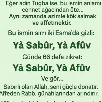 Tuğba İsminin Gizli Sırrı