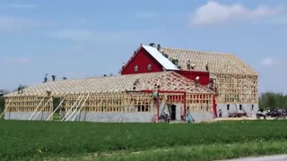 THE AMISH BUILDING A FARM IN ONE DAY