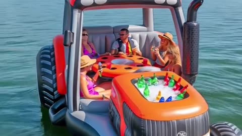 Inflatable tractor lake floats!
