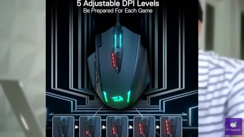 Redragon M908 Impact RGB LED MMO Gaming Mouse with 12 Side Buttons, Optical Wire